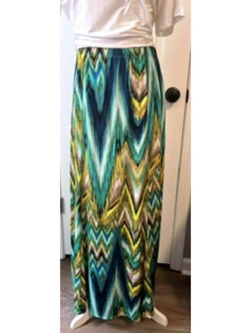 Susan Graver Women's Printed Maxi Skirt Size L